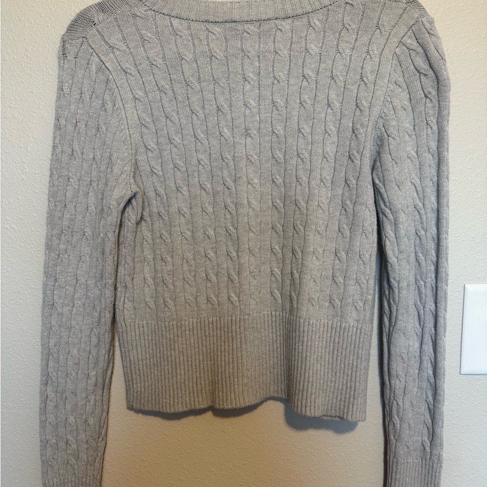 Pink Rose Light Gray Cable Knit Cardigan - Picture 4 of 4
